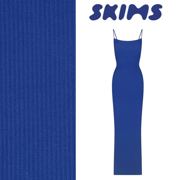 (S) Skims Soft Lounge Long Slip Dress COBALT Blue - Picture 1 of 3